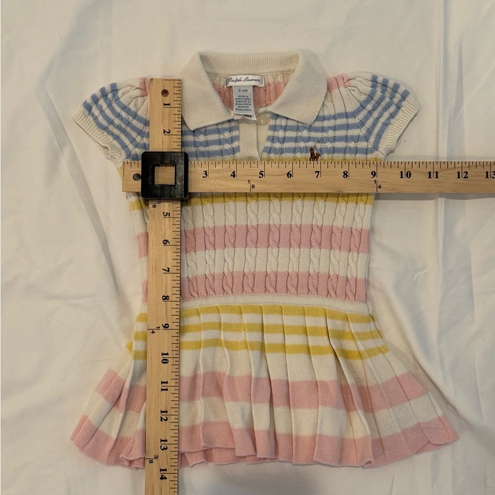 Ralph Lauren Cream Polo Dress with Pink, Blue and Yellow Stripes